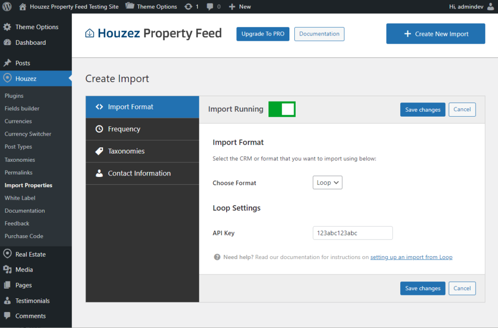 Houzez Property Feed Edit Import Screen