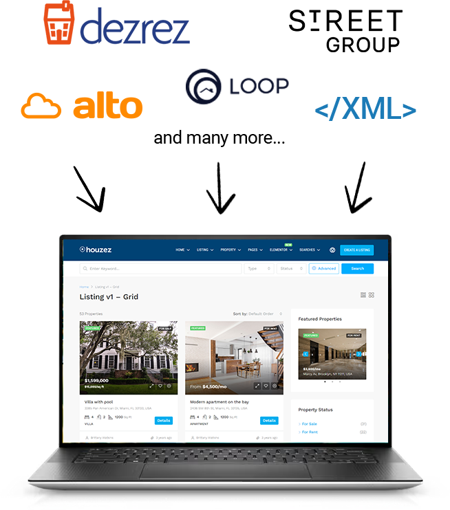 Houzez Property Feed CRM formats supported