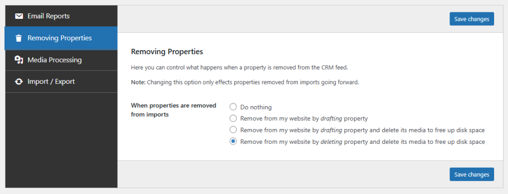 Houzez Property Feed Property Removal Options