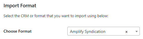Amplify Syndication chosen from list of import formats