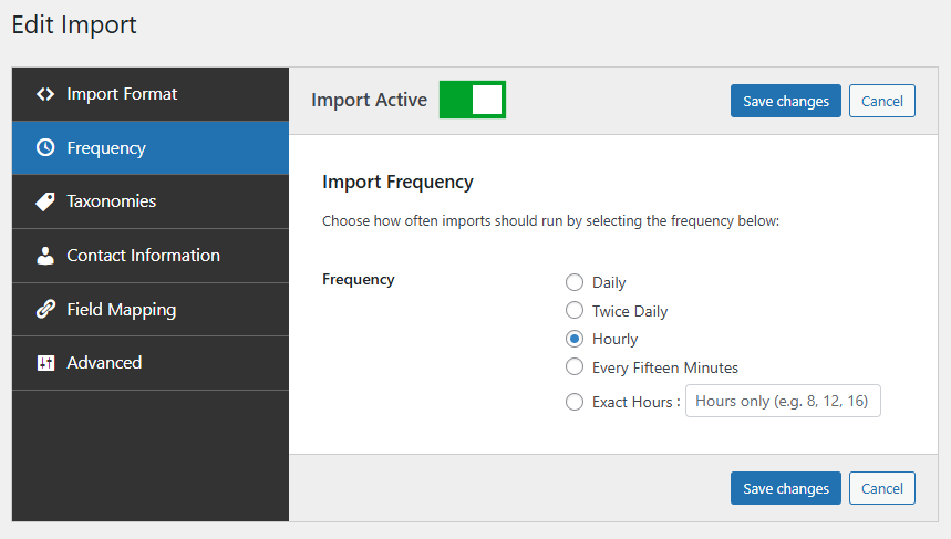 Set import frequency in Houzez Property Feed
